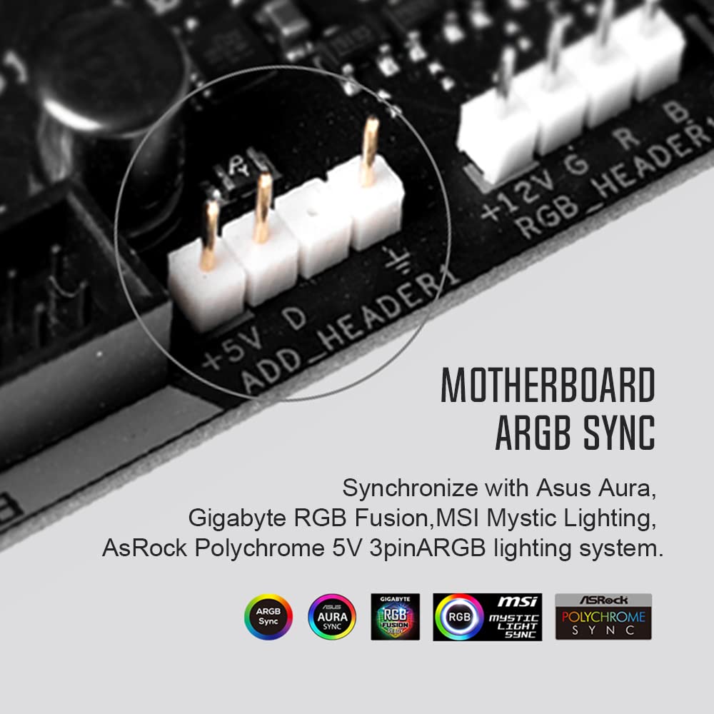 ARGB White CPU Cooler 4 Heat Pipes CPU Air Cooler ARGB Light Sync Motherboard 3 Pin CPU Fan for LGA 1700 Desktop ID-COOLING SE-214-XT (5V Connector)