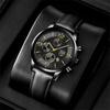 Роскошные модные мужские часы мужские деловые кожаные кварцевые наручные часы мужские спортивные часы-браслет календарь дата часы