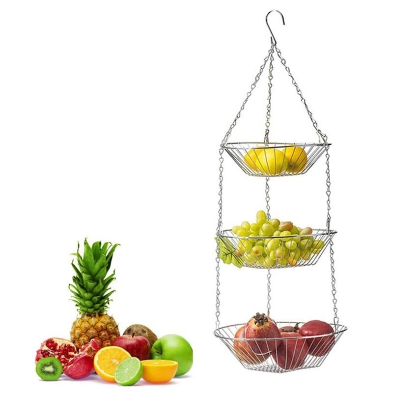 New 3 Layers Fruit Vegetable Hanging Basket Household Accessories Foldable Storage Hanger