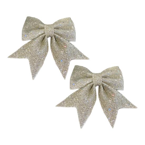 2 шт. Рождественский блестящий бант, многоразовый, сделай сам, украшение для рождественской елки, подарочной коробки, венка, праздничный, золотой порошок, пайетки, большой бант, товары для вечеринки