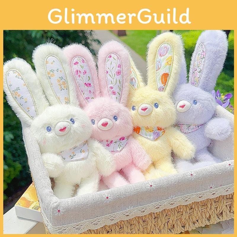 Plush Fluffy Rabbit Pendant Keychain With Flower Design For Accessories Backpack