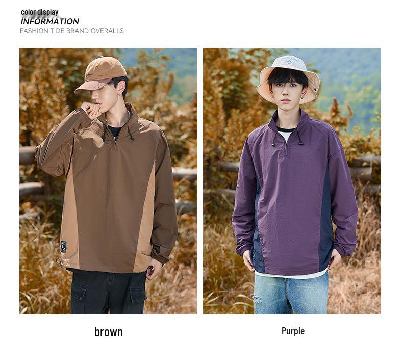 Мужская модная ветрозащитная куртка с воротником-стойкой для весны и осени - Свободный спортивный топ