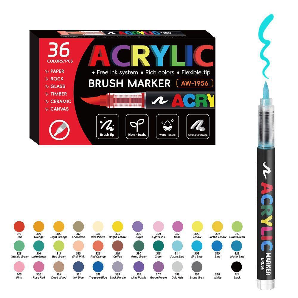 Children's DIY Acrylic Marker Set - Soft Tip, Quick-Dry, Colorful Watercolor Pens for Art and Journaling