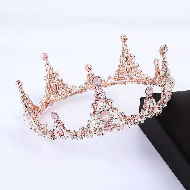 Bridal Crown Internet Celebrity Friends Friends Girlfriends Gift Round Crown 18-Year-Old Adult Gift Headgear Rhinestone Crystal Crown