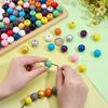 140Pcs 14 Colors Wood Large Hole European Beads Round Mixed Color 19~20x18mm Hole: 4.2mm 10pcs/color