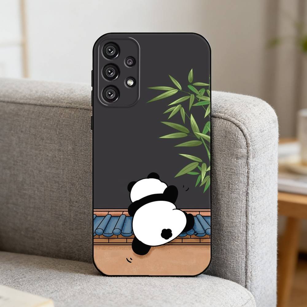 Иллюстрация P-Panda Чехол для телефона для Samsung S25,S24,S21,S22,S23,S30,Ultra,S20,Plus,Fe,Note,10,9,5G Черный чехол