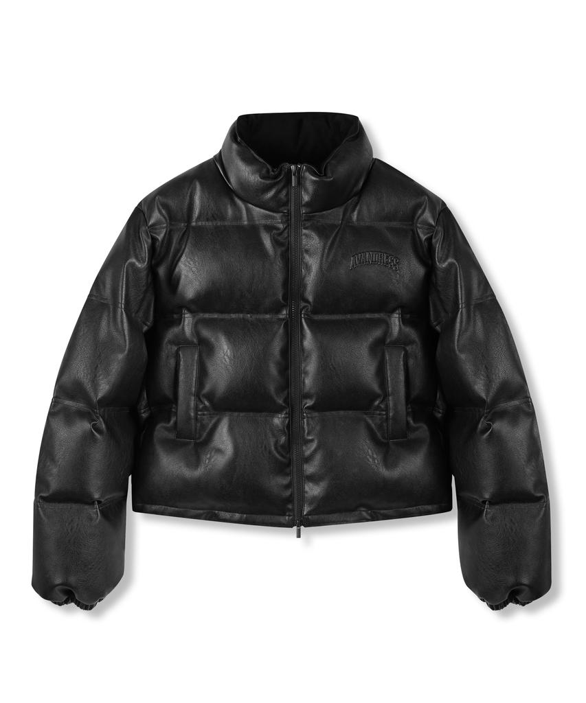 Avandress Винтажный Арт Кожаный Пуховик Черный