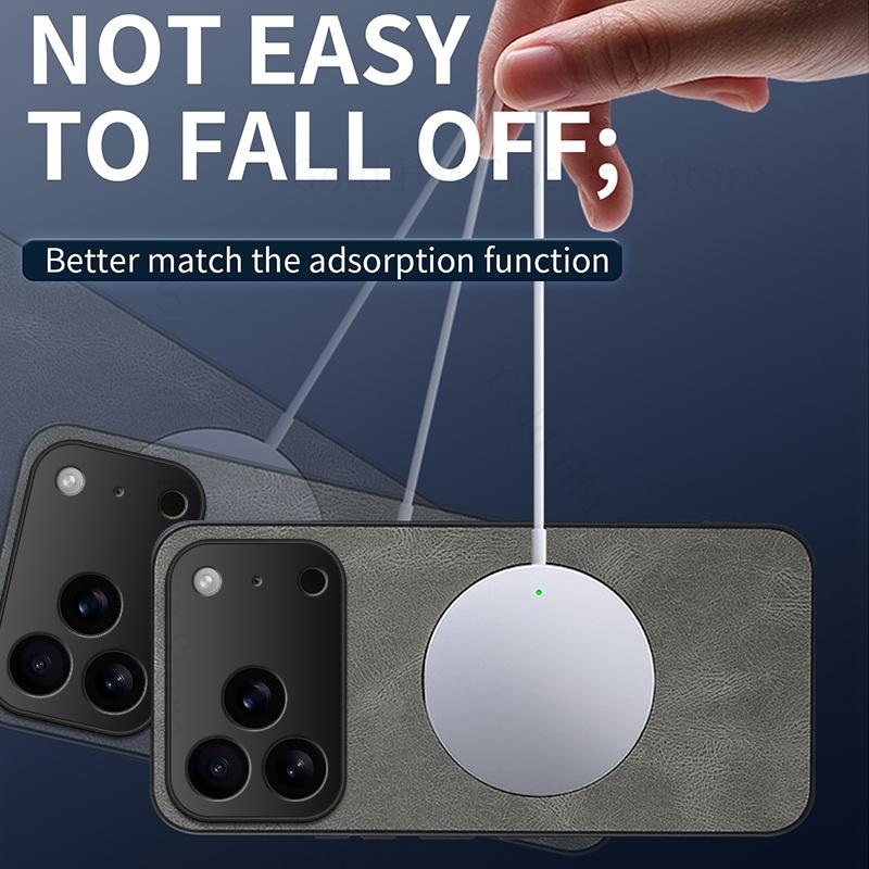 Кожаный чехол с мягким силиконовым покрытием для iPhone 17 Pro Max для беспроводной зарядки MagSafe, противоударный чехол для Apple 17 Air