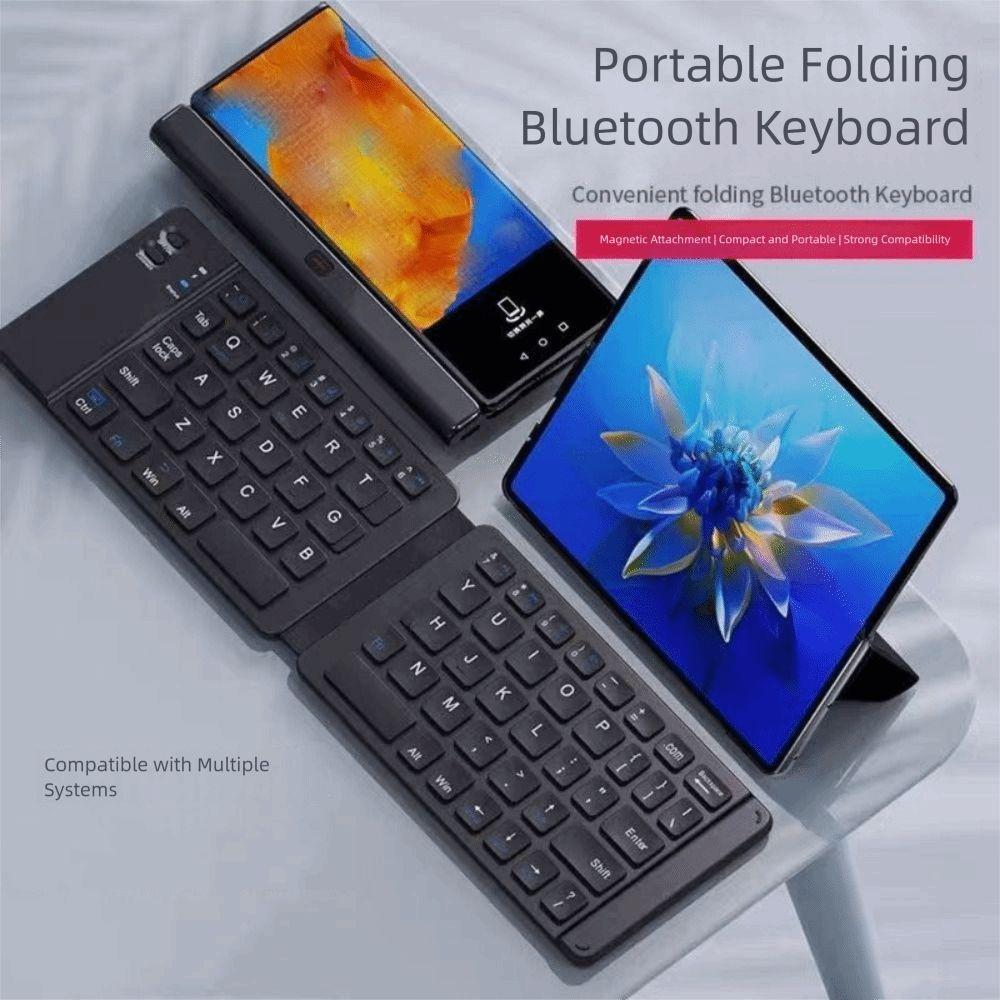 Slient Bluetooth Keyboard Rechargeable Foldable Keyboard Wireless Folding Keyboard Tablet