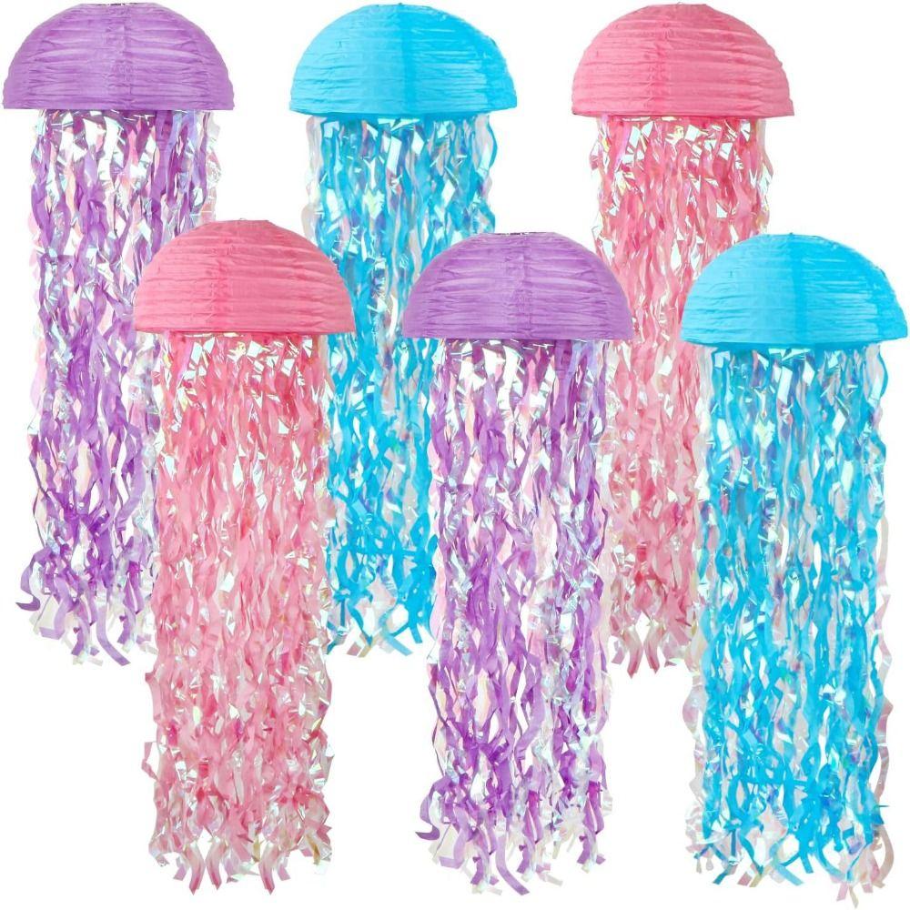 2pcs Foldable Ocean Theme Lantern Paper Mermaid Paper Lantern Rainbow Jellyfish Lantern Wedding