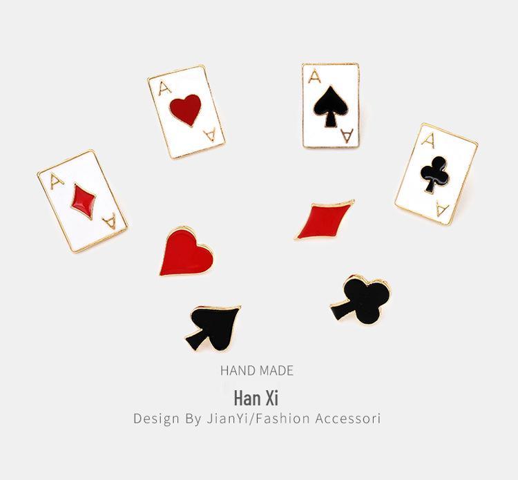 Японский металлический набор брошей для покера Харадзюку: Набор из восьми булавок для воротника и лацкана