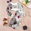 Girls Cartoon 2 Piece Outfits, Long Sleeve Crop Top + Spaghetti Strap Bodycon Dress, Fresh Light Print Party Dress Set