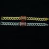 Red Football Full Diamond Cuban Bracelet, Personalized Men's Hip-hop Bracelet.