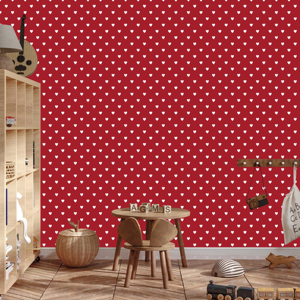 Hearts Wallpaper Red and Coral 50x1000