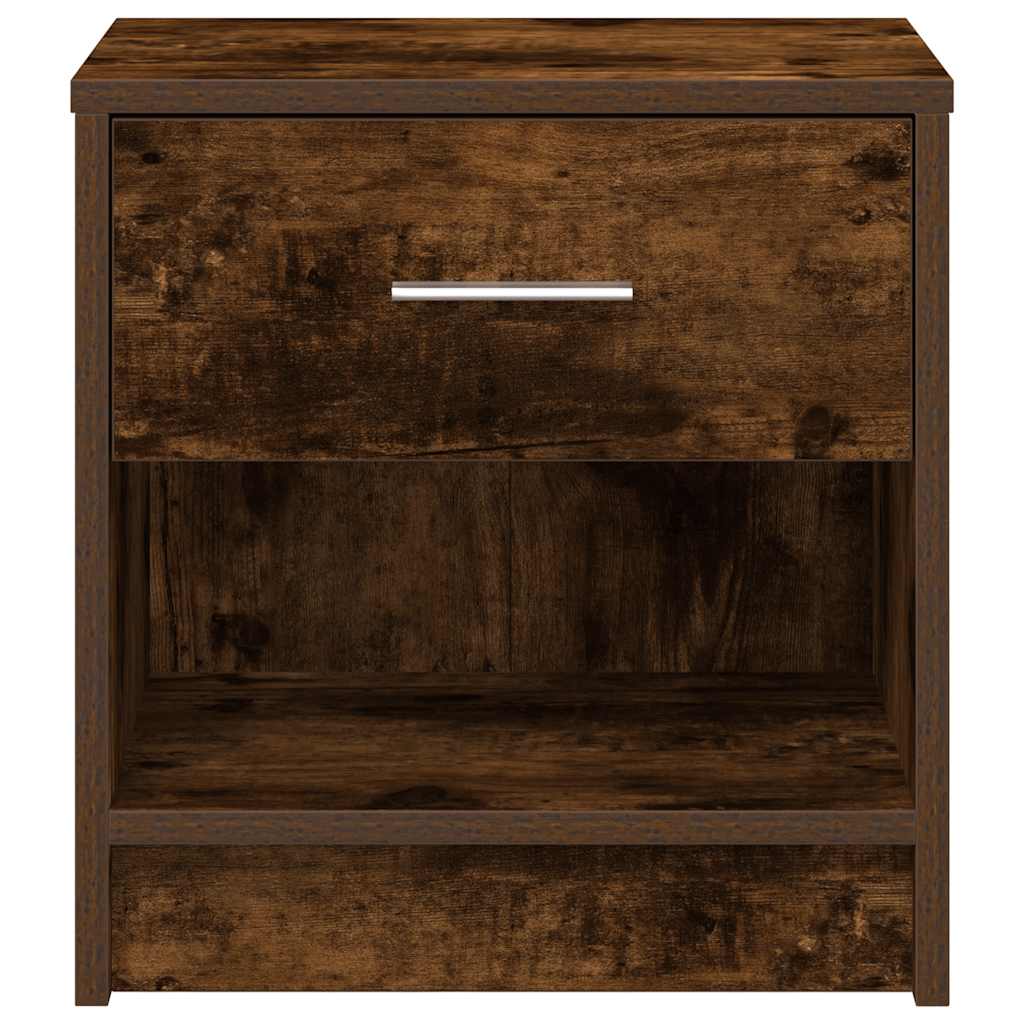 Nightstands 2 pcs with Drawer Smoked Oak Finish 39 x 28 x 41 cm