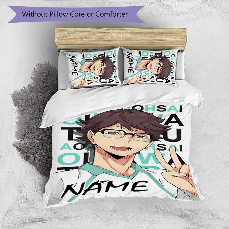 3pcs Oikawa Tooru1 Cover Set - Personalized Name, HD Printed Bedding with 1 Cover and 2 Pillowcases - Perfect for Home Decor, Easy Care