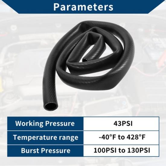 33 Ft 78" 22mm ID 3mm Thickness Silicone Vacuum Hose for Air and Water Black
