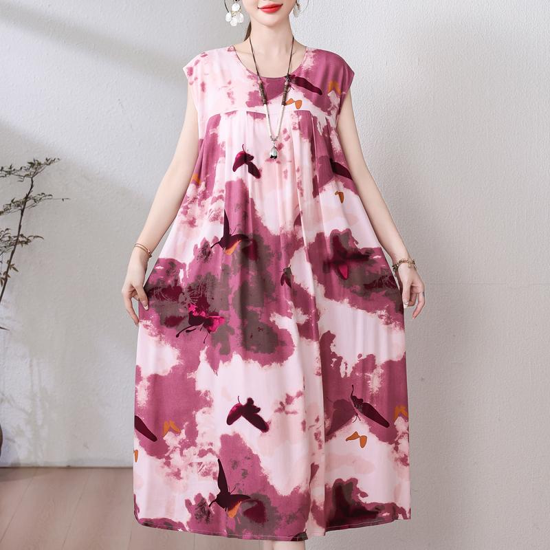 Летнее винтажное платье больших размеров, женские свободные повседневные элегантные длинные платья без рукавов большого размера
