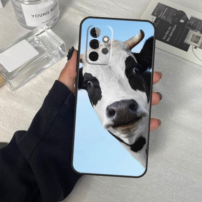 Забавный чехол-лицо коровы для Samsung Galaxy A06 A16 A26 A36 A56 A53 A32 A52 A33 A13 A55 A35 A15 A14 A34 A54 A17