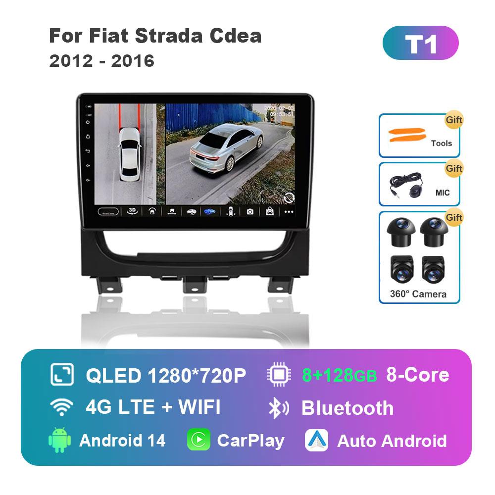 for Fiat Strada Cdea 2012 - 2016 Car Radio Multimedia Player Android 14 Intelligent System BT 4G DSP Stereo WiFi Auto Tools