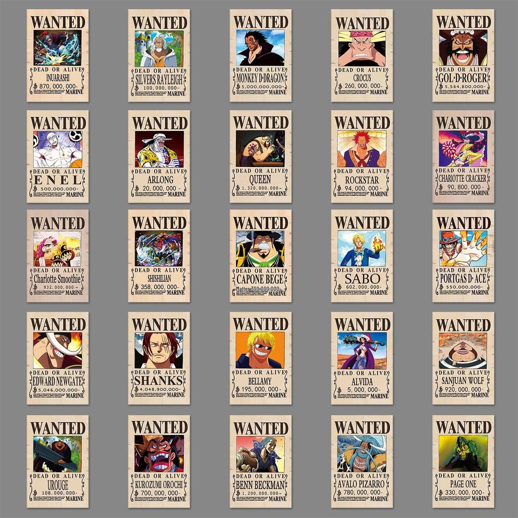 Наклейки "Wanted" из One Piece, 50 штук: Персонализированная коллекция декора для ноутбука в стиле японского аниме