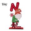 Xmas Home Ornament Christmas Wooden Ornament, Gingerbread Man Reindeer Letter Decor, Colorful Tabletop Small Ornaments Figurines for Holiday