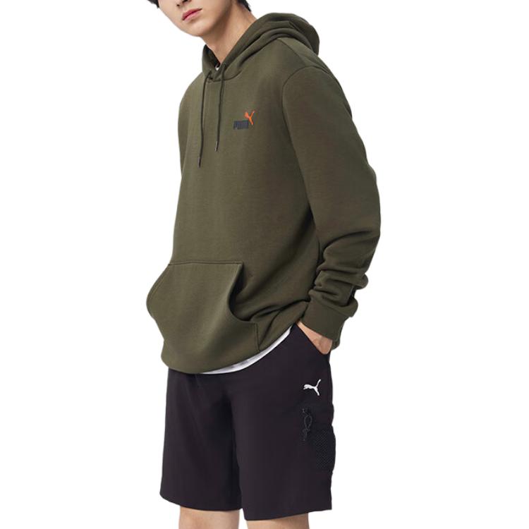 Puma ESS+2 Col FW24 Винтажная Повседневная Толстовка с Капюшоном на Шнурке и Длинным Рукавом, На Флисовой Подкладке, Мужская, Темно-Оливковый 674471-76