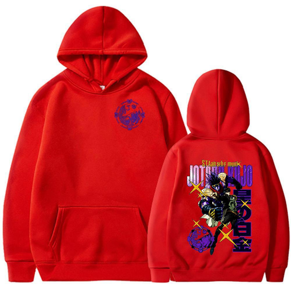 Anime Jojo Bizarre Adventure Jotaro Kujo Star Platinum Hoodies Clothing Fashion Pullovers Long Sleeves Oversized Sweatshirt