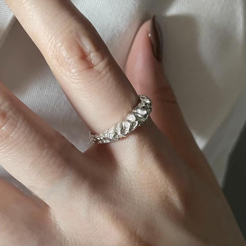 Кольцо из стерлингового серебра 925 пробы с неровным жемчугом - Женское стильное минималистичное кольцо с открытым дизайном