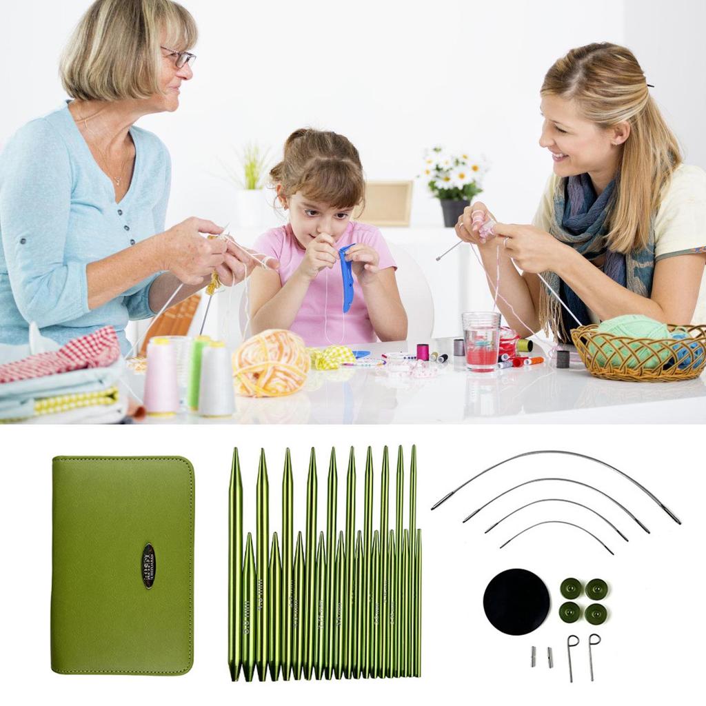 Набор из 10 пар сменных круговых спиц с чехлом на молнии 2,2 мм - 5,0 мм Алюминиевые круговые спицы