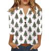 Women's T Shirt Print Button 3/4 Sleeve Daily Weekend Fashion Basic V- Neck Regular Top