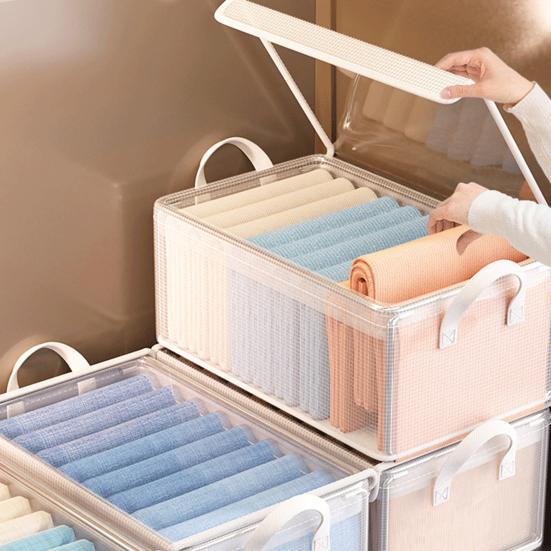 Складной ящик для хранения с пылезащитной крышкой, ручкой, прозрачный влагостойкий шкаф большой емкости