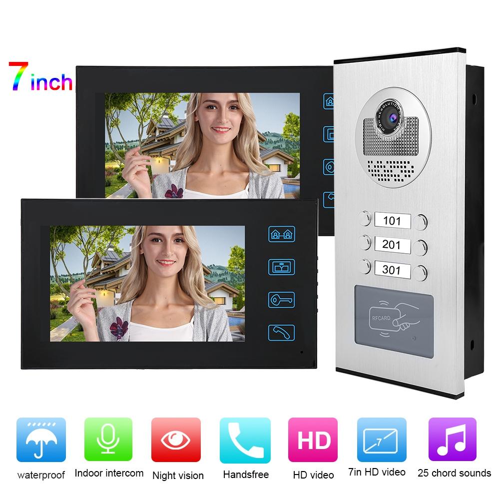 7-дюймовый 2-дюймовый монитор RFID для домашнего видеодомофона с ИК-камерой