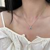 Square Zircon Pendant Necklace Female Simple Light Luxury High Sense Fashion Temperament Elegant Versatile Neck Chain Collarbone Chain