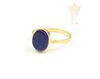 Кольцо из желтого золота с овальным плоским драгоценным камнем из лазурита, кольцо из твердого серебра 925 пробы, женское кольцо, подарок на день рождения, ювелирные изделия ручной работы