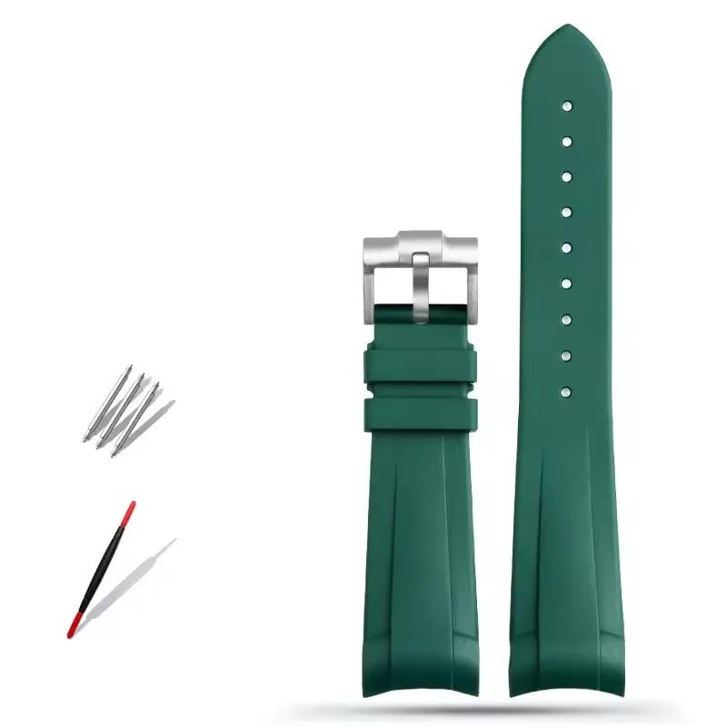 Изогнутый Резиновый Ремешок для Часов Tudor Rudder Biwan Бронзовый Маленький Медный Цветок Красный Цветок Ремешок 22 мм Водонепроницаемый Ремешок для Часов