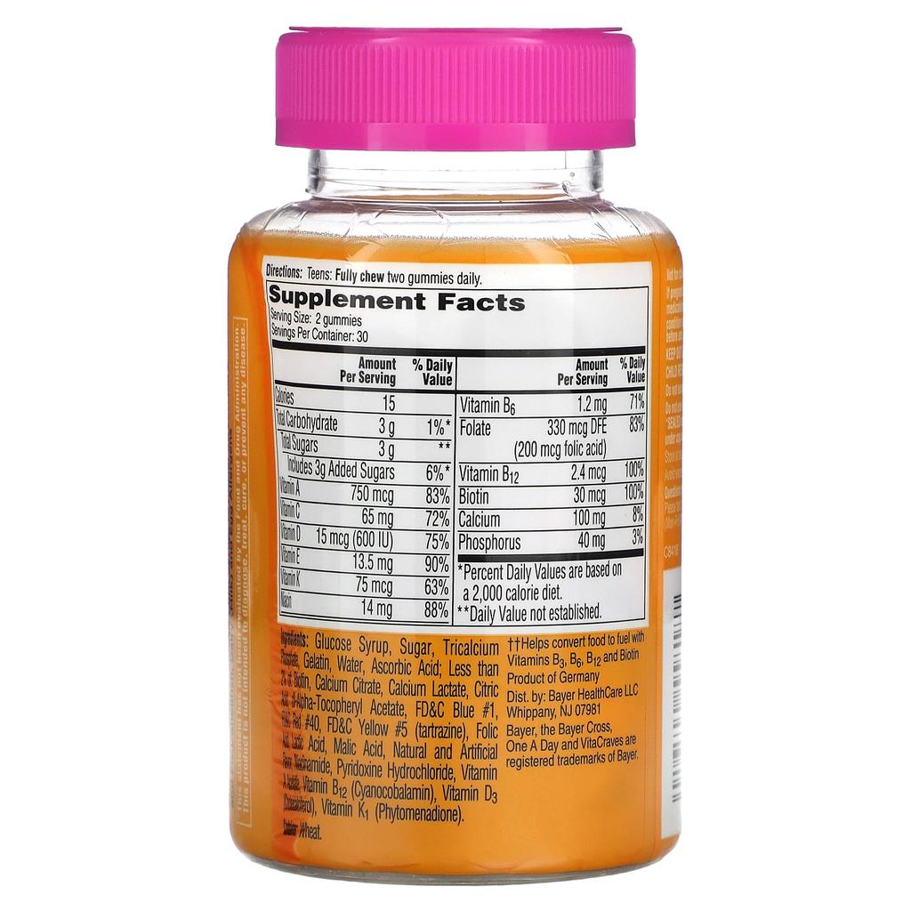 One-A-Day Для женщин, VitaCraves, для подростков, 60 жевательных конфет