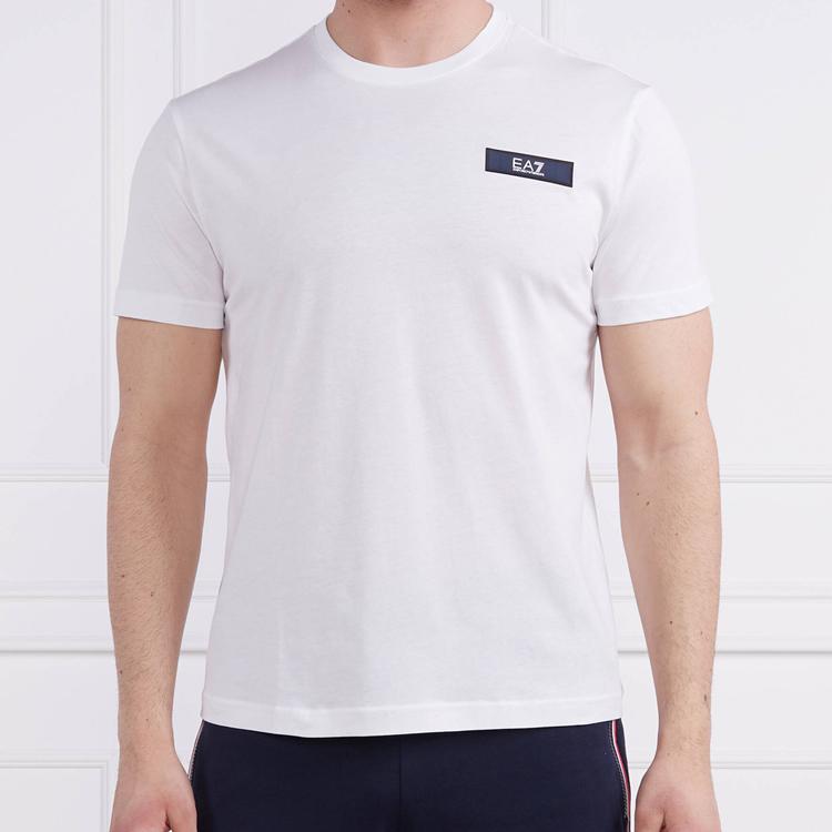 Emporio Armani Ea7 Весна-Лето 23 Однотонная Круглый Вырез Короткий Рукав Футболка Мужские топы Белый 3RPT29-PJM9Z-1100