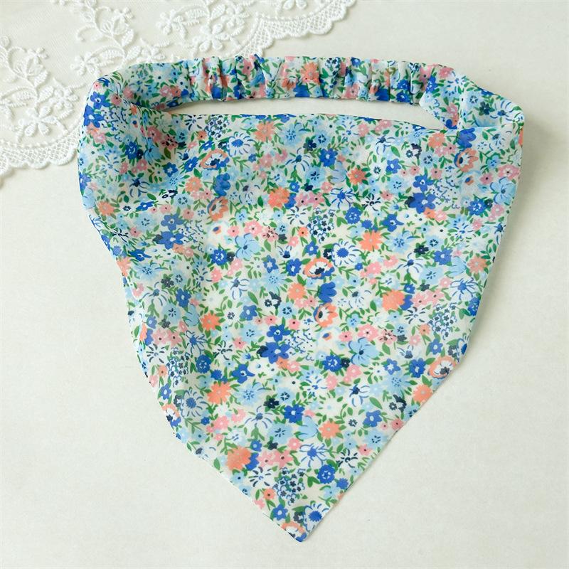 Floral Print Triangle Kerchief Headbands Elastic Back Bandana Style Hair Wraps Bohemia Garden Party Headwear For Women