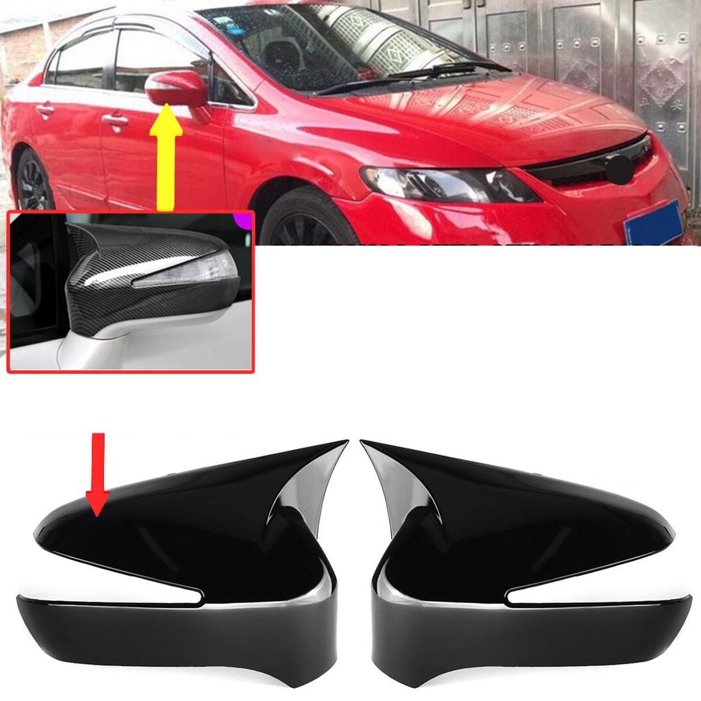 2 шт., автомобильное дополнение, крышка зеркала заднего вида, крышка зеркала заднего вида, чехол, накладка для Honda Civic 8th 2005-2011, глянцевый черный