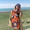 Yunnan Travel Wear Imitation Cashmere Scarf Women's New Flower Warm Fashion Large Shawl Photo Versatile Scarf