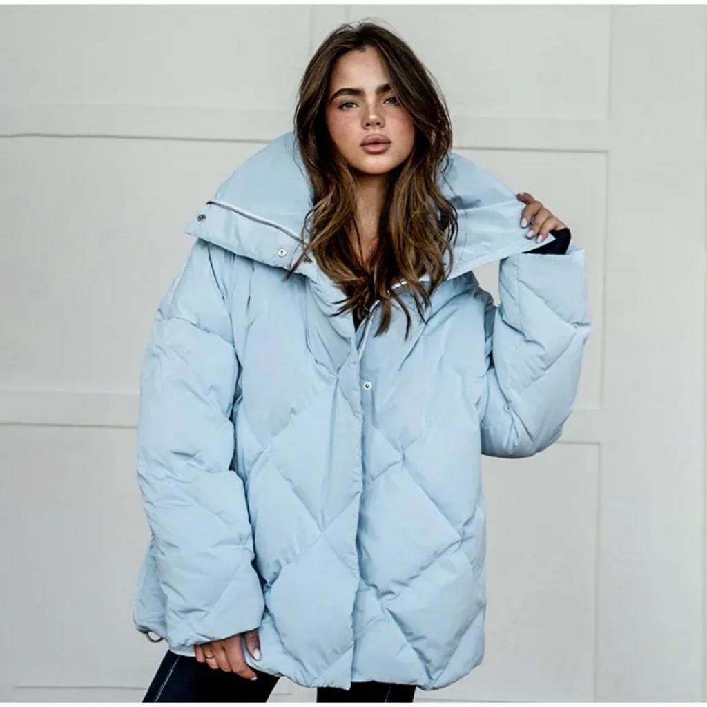 Зимнее повседневное однобортное стеганое хлопковое пальто без шапки, женское шикарное стеганое на молнии, теплое, мягкое, свободное, эластичное, новинка 2024 года, короткая куртка