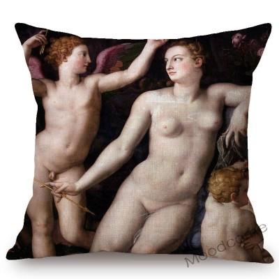 Home Decor Art European Oil Painting Poseidon Venus Sofa Throw Pillow Case Florentine Style Agnolo Bronzino Linen Cushion Cover