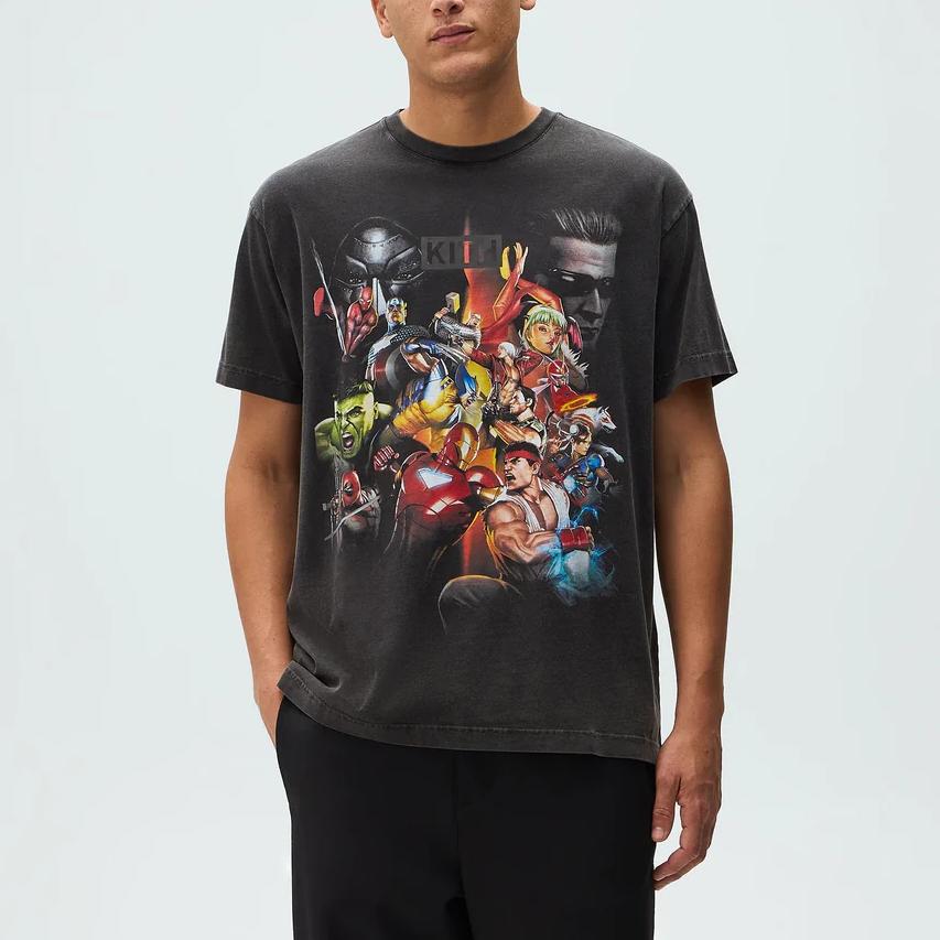 Kith X Marvel против. Capcom Ultimate Vintage Футболка Черная Мужские Топы KHM034297-001