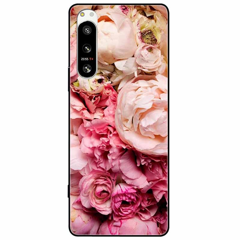 For Sony Xperia 5 IV / 1 IV Case 10IV Soft Silicone Flower Phone Back Cases For Sony Xperia 10 IV V Cover 5IV TPU Bumpers 10V