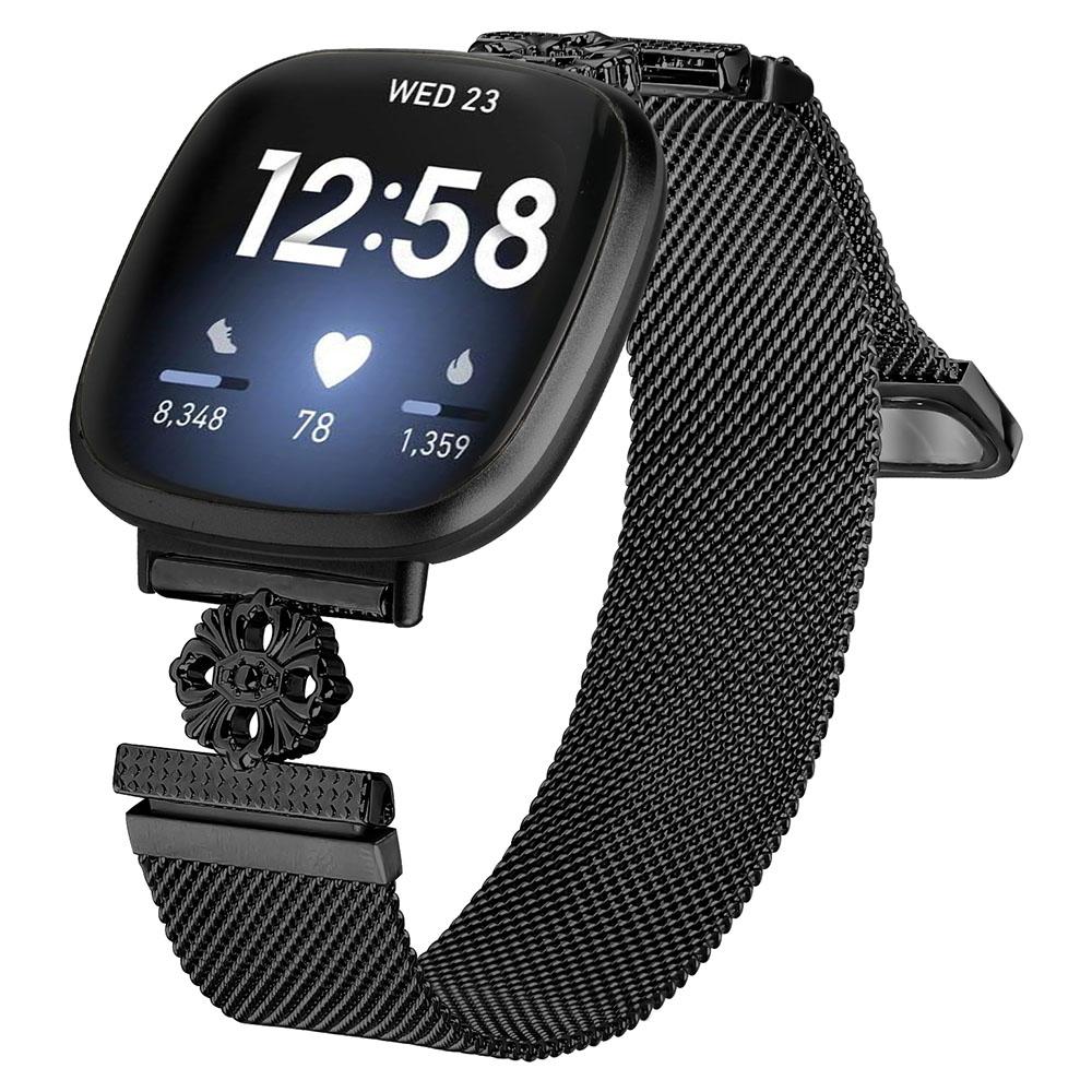 Миланский браслет из нержавеющей стали с магнитным плетением для Fitbit Versa 4/Sense 2