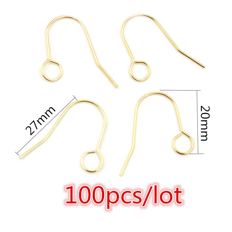 30-100 шт. Крючки для сережек из нержавеющей стали DIY Застежки Фурнитура Аксессуары для изготовления бижутерии ручной работы Швензы Сталь Золото