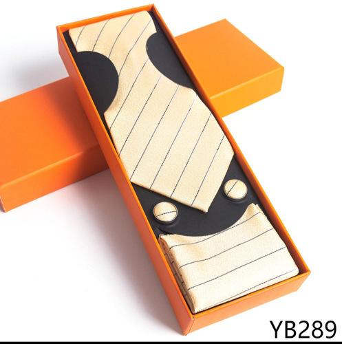 Мужской галстук с квадратной манжетой, подарочный набор в деловой повседневной оранжевой подарочной коробке