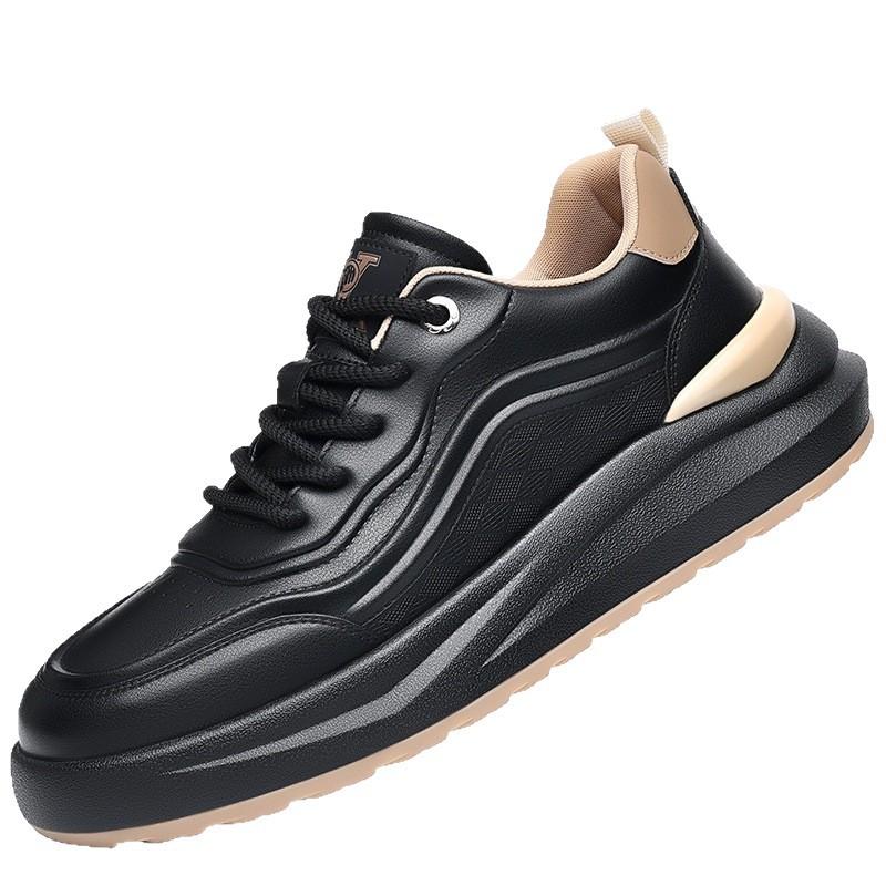 Men's Sports Style Casual Leather Shoes Men's Versatile Fashion Trendy Shoes Platform White Shoes Men's Shoes