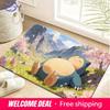 Pokemon Snorlax Cherry Blossom Mountain Print Doormat Anti-slip Absorbent Floor Mat for Home Entrance Bedroom Living Room Decor